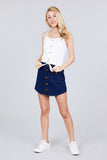 Round Neck W/button Down Front Tie Cami Top