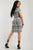 Print Midi Tee Dress With Short Sleeves Collared V Neckline, Decorative Button, Matching Belt And A Side Slit
