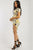 Print Midi Tee Dress With Short Sleeves Collared V Neckline, Decorative Button, Matching Belt And A Side Slit