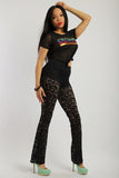 Lace, Full Length, High Waisted Pants In A Bodycon Fit