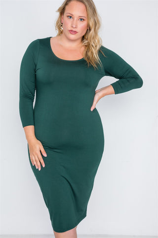 Plus Size Basic Bodycon Midi Dress