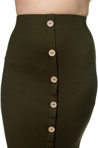 Coconut Button Down Ribbed Skirt