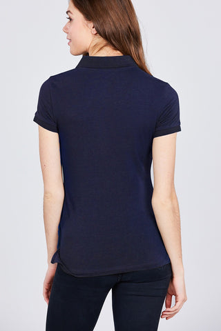 Classic Jersey Spandex Polo Top