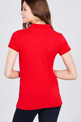 Classic Jersey Spandex Polo Top