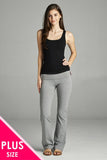 Full Length Leggings With Flare Bottom Detail And Fold Over Waist