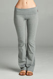 Full Length Leggings With Flare Bottom Detail And Fold Over Waist