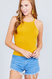 Halter Neck Cotton Spandex Rib Knit Top