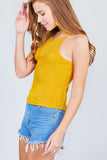 Halter Neck Cotton Spandex Rib Knit Top