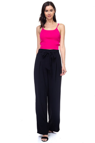 Belted Pleated Palazzo Pants