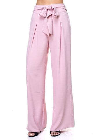 Belted Pleated Palazzo Pants