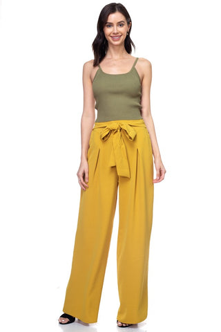 Belted Pleated Palazzo Pants