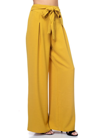 Belted Pleated Palazzo Pants