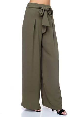 Belted Pleated Palazzo Pants
