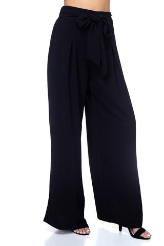Belted Pleated Palazzo Pants