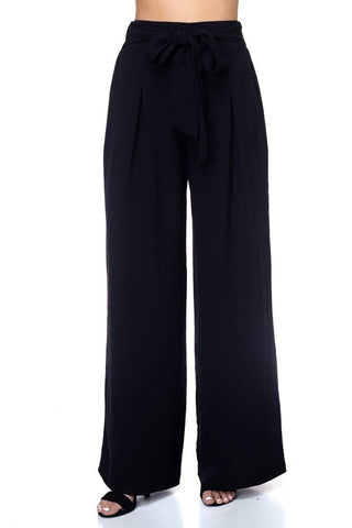 Belted Pleated Palazzo Pants