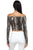Smocked Off Shoulder Topsnake Print Long Sleeve Cropped Top