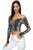 Smocked Off Shoulder Topsnake Print Long Sleeve Cropped Top