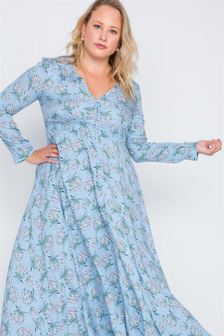 Plus Size  Floral Print Button Down Maxi Dress