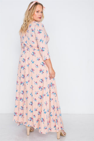 Plus Size Floral Button Down Maxi Dress