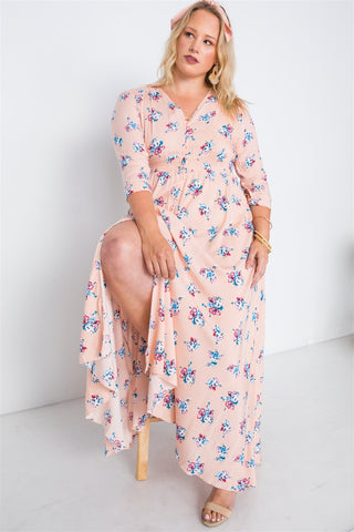 Plus Size Floral Button Down Maxi Dress