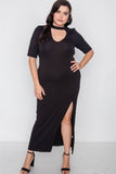 Plus Size Site Slit Mock Neck Maxi Dress