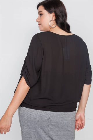 Plus Size Chiffon V-neck Solid Top
