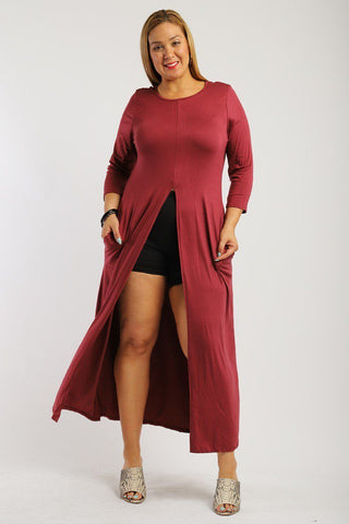 Solid Long Body Tunic Top