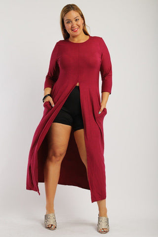 Solid Long Body Tunic Top