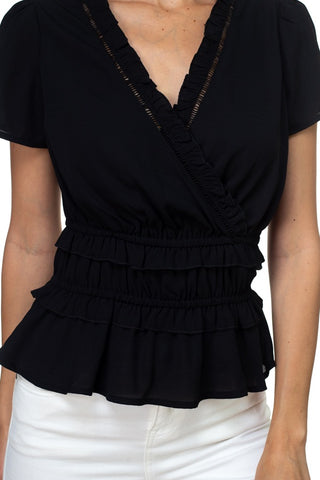 Shirring Ruffle Cropped Top