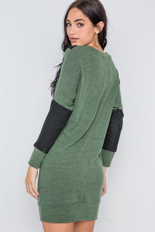 Mash Detail Mini Sweater Dress