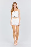 Button Down Elastic Strap Tube Rayon Spandex Rib Knit Top