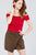 Short Sleeve Off The Shoulder Button Down Rayon Spandex Rib Knit Top