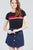 Short Sleeve Crew Neck Color Block Knit Top
