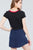 Short Sleeve Crew Neck Color Block Knit Top