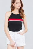 Halter Neck Color Block Knit Top