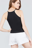 Halter Neck Color Block Knit Top