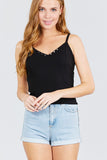 V-neck W/snap Button Detail Cami Rayon Spandex Heavy Rib Knit Top