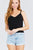 V-neck W/snap Button Detail Cami Rayon Spandex Heavy Rib Knit Top