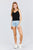 V-neck W/snap Button Detail Cami Rayon Spandex Heavy Rib Knit Top