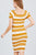 Short Sleeve V-neck W/cross Wrap Multi Stripe Sweater Dress