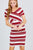 Short Sleeve V-neck W/cross Wrap Multi Stripe Sweater Dress