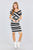 Short Sleeve V-neck W/cross Wrap Multi Stripe Sweater Dress