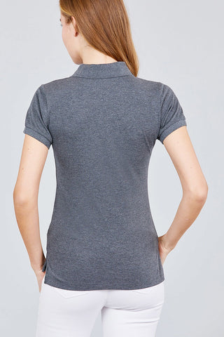 Classic Pique Spandex Polo Top