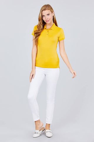 Classic Pique Spandex Polo Top