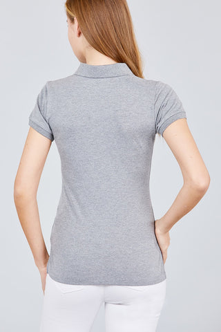 Classic Pique Spandex Polo Top