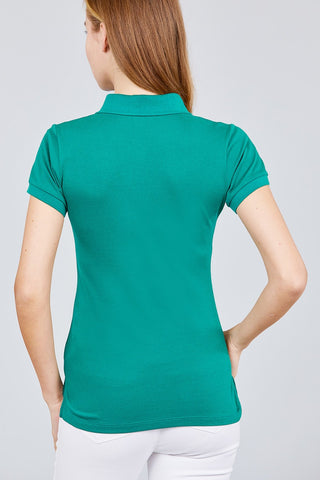 Classic Pique Spandex Polo Top