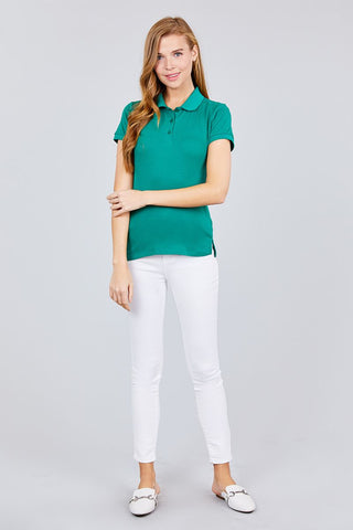 Classic Pique Spandex Polo Top
