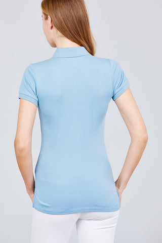 Classic Pique Spandex Polo Top