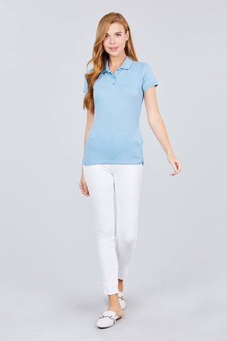 Classic Pique Spandex Polo Top