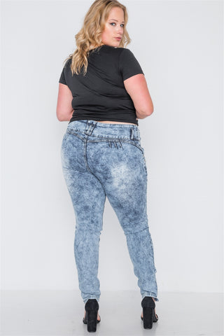 Plus Size Dark Denim Distressed Skinny Jeans
